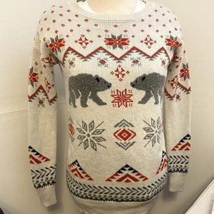 Mossimo Ivory Polar Bear Snow Flake Crew Neck  Sweater XS